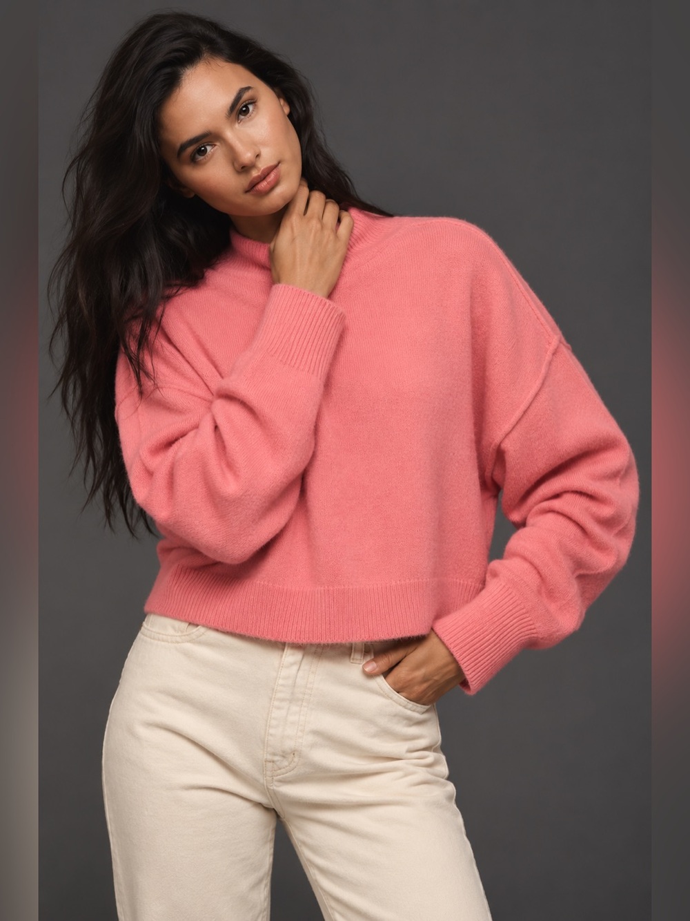 Pilcro Alani 100% Cashmere Mock-Neck Sweater